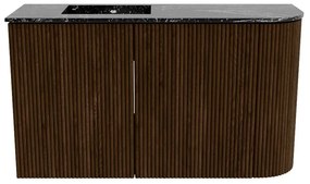 Mondiaz Joya DLux 70cm toiletmeubel ronding rechts walnut met wastafel faye links zonder kraangat lava