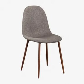 Set Van 4 Glamm Eetkamerstoelen Donker Hout & Linnen Grijs – Taupe & Lino - Sklum