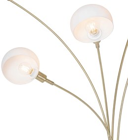 Design vloerlamp messing met opaal glas 5-lichts - Sixties Marmo