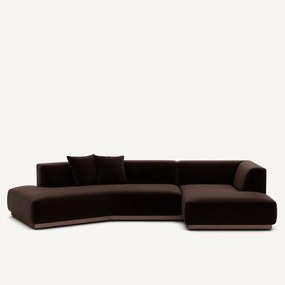 Rechter open hoekbank in fluweel, Jacopo