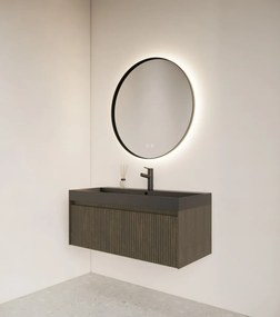 Gliss Design Athena ronde spiegel mat zwart 40cm met verlichting en verwarming
