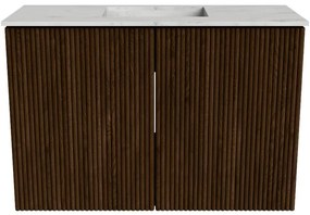 Mondiaz Joya DLux 60cm toiletmeubel walnut met wastafel faye midden 1 kraangat opalo