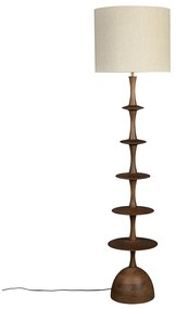 Dutchbone Cath Walnut Houten Vloerlamp Walnoot