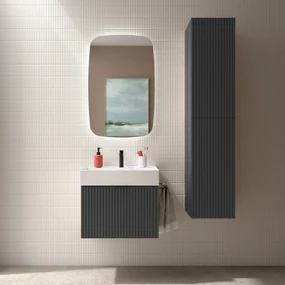 Muebles Raya onderkast ribbelfront 60cm met 1 softclose lade antraciet mat