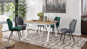 AVERY eiken Wotan/ onderkant wit - LOFT/INDUSTRIËLE TAFEL VOOR WOONKAMER / EETKAMER UITKLAPBAAR TOT 330 cm!