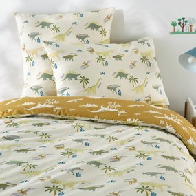 Kinderdekbedovertrek, biologisch katoen, dinosaurusprint, ALNIS