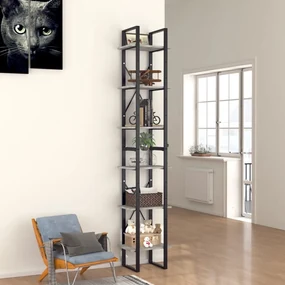 vidaXL Boekenkast met 6 schappen 40x30x210 cm spaanplaat betongrijs