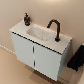 Mondiaz Ture DLux toiletmeubel 60cm greey met wastafel opalo midden met kraangat