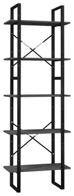 vidaXL Boekenkast met 5 schappen 60x30x175 cm grenenhout grijs