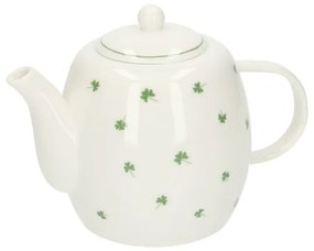 Theepot klavertjes, organisch, porselein, 1,2 liter