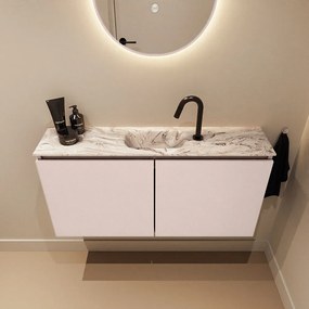 Mondiaz Ture DLux toiletmeubel 100cm rosee met wastafel glace midden met kraangat