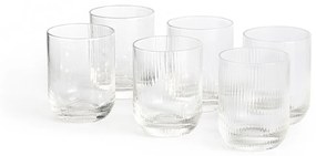 Set van 6 waterglazen in geribbeld glas, Stria