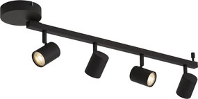 Moderne plafondspot zwart GU10 50mm 4-lichts incl. backlight en 3-way switch - Back Up