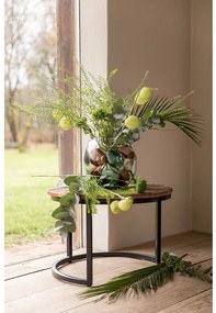 Goossens Eco Salontafel Otik rond, hout teak onbewerkt, urban industrieel, 77 x 47 x 77 cm