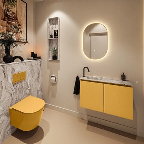 Mondiaz Ture DLux toiletmeubel 80cm ocher met wastafel glace links met kraangat