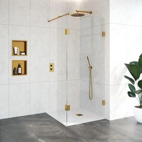 BRAUER Void inloopdouche helder glas 90x200 met 40 zijwand incl. glascoating PVD goud geborsteld GS-VOI2H9040200GG