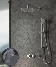Saniclear Plus Curved inbouw regendouche met 30cm hoofddouche, muurarm en glijstang chroom
