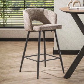 Zandkleur Barstoel Met Ronde Rugleuning Stof