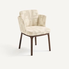 Tafelfauteuil, walnoot en jacquard stof, JABOTE