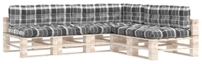 vidaXL Bankkussens pallet 7 st ruitpatroon grijs