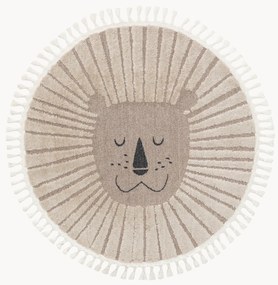 Rond kindervloerkleed Momo met kwastjes en hoog-laag effect