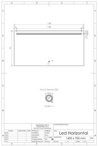 Gliss Design Horizontal spiegel met LED-verlichting en verwarming 140x70cm