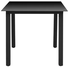 vidaXL Tuintafel 80x80x74 cm aluminium en glas zwart