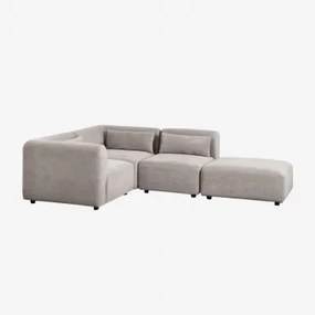 3-delige Modulaire Hoekbank Met Poef Fogler Corduroy Licht Taupegrijs - Sklum