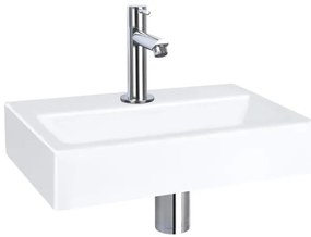 QeramiQ Fuente fonteinset - 38x24cm - 1 kraangat - keramiek - fonteinkraan chroom - glans wit SW696234/SW696209/SW696219/SW21912