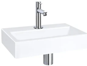 QeramiQ Fuente fonteinset - 38x24cm - 1 kraangat - keramiek - fonteinkraan chroom - glans wit SW696234/SW696209/SW696219/SW21912