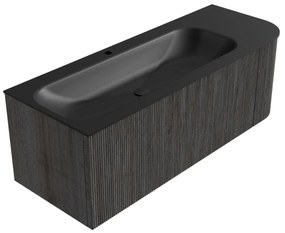 Mondiaz Kurve 125cm badmeubel ronding rechts shadow met 1 lade en deur en wastafel big medium kraangat links urban