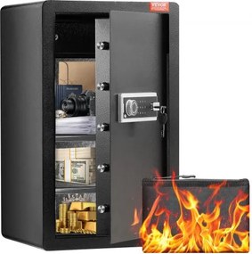 VEVOR Safe met brandwerende geldzak, kluis met één deur, 113 L, 2 scheidingswanden, digitale meubelkluis met sleutel en code, waardevolle spullen opbergdoos voor geld en sieraden, zwart