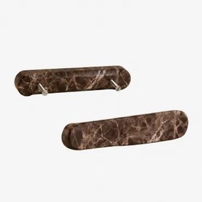 Set Van 2 Handgrepen Van Natuurlijk Steen Casbina Bruin Marmer Emperador - Sklum