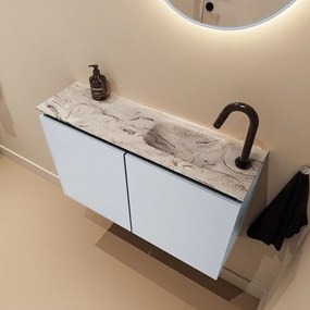 Mondiaz Ture DLux toiletmeubel 80cm clay met wastafel glace rechts met kraangat