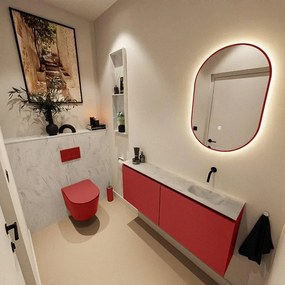 MONDIAZ TURE-DLUX 120cm toiletmeubel Fire. EDEN wastafel Opalo positie rechts. Zonder kraangat. TUREDX120FIRR0OPA