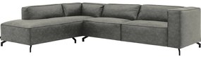 Goossens Bank Calvin grijs, micro leer, 3,5-zits, modern design met ligelement links