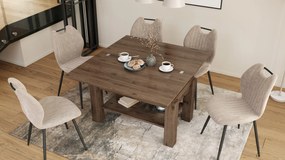 BRAVO elegant noten – uitschuifbare en in hoogte verstelbare salontafel, tafel met plank