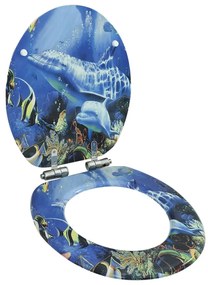 vidaXL Toiletbril met soft-close deksel dolfijn MDF