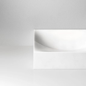 Clou Vale fontein solid surface 38cm zonder kraangat rechts wit mat