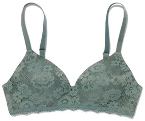 HEMA Voorgevormde Bh Met Kant Zonder Beugel Groen (groen)