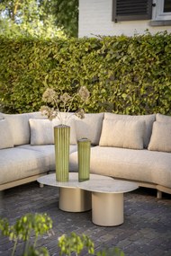 4 Seasons Outdoor Sofie loungetafel latte met zandkleurig keramisch blad 70 x 80 cm Bijzettafel   beige weerbestendig