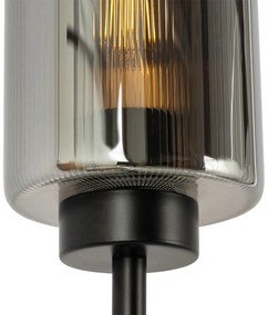 Art Deco vloerlamp zwart met smoke glas 2-lichts - Laura Art Deco E27 Binnenverlichting Lamp