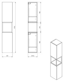 Sapho Skara hoge eiken kast 35x171x32cm licht bruin