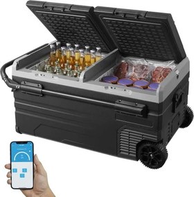 VEVOR Autokoelkast, 12-volt autokoelkast, draagbare 95-liter dual-zone vriezer met wielen en handvat, -20°C tot 20°C, 12/24V DC en 100-240V AC, compressor koeler voor buitengebruik, kamperen