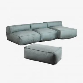 3-delige Modulaire Chaise Longue-bank En Pof-dojans Groen – Ether - Sklum