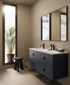 Muebles Avila badmeubel ribbelfront 120cm marine blauw met wastafel links met kraangat