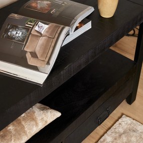 Starfurn Boaz Black Tv-meubel Van Zwart Mangohout 220 Cm - 226x51x66cm.