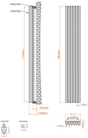 Eastbrook Witney radiator 30x180cm aluminium 1252W wit mat