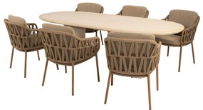 Hampton Biarritz dining tuinset 240x105xH75 cm 7 delig mortex amber 4 Seasons Outdoor