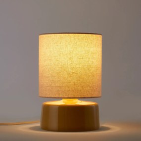 Tafellamp van keramiek en linnen, hoogte 25 cm, Amaga